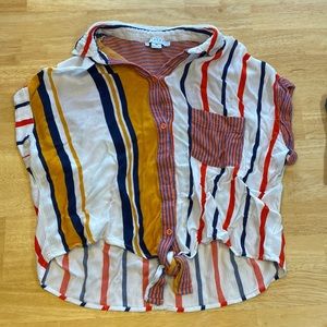 Short Sleeve Striped Button up
